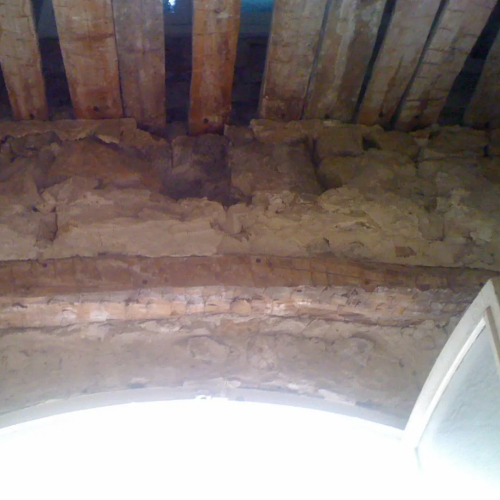 bois humides avec pourriture cubique